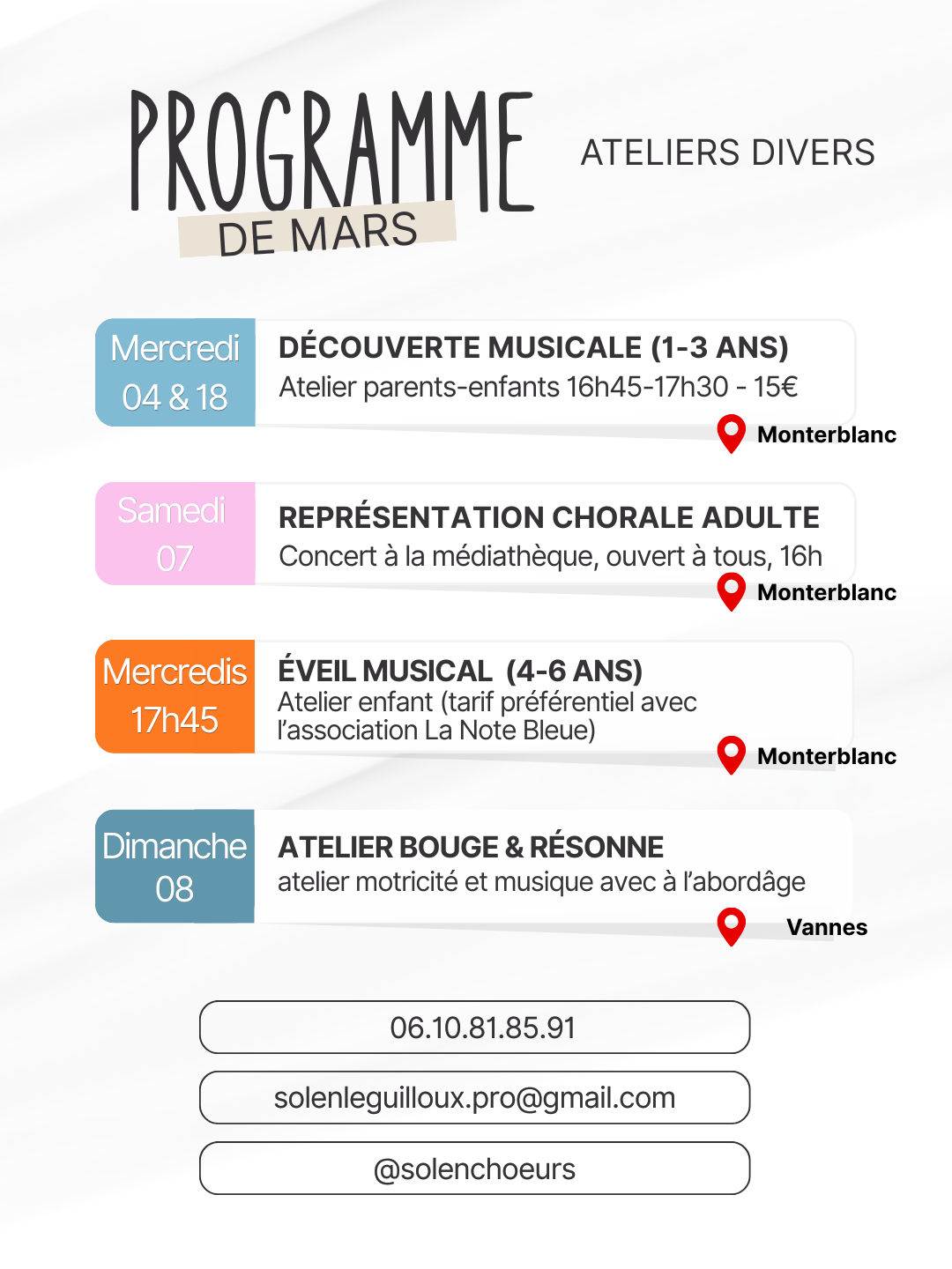 Agenda du mois en cours